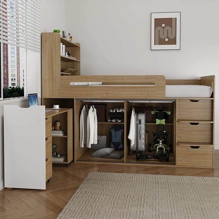 小户型栏儿童半27031高床衣柜柜一体多功能带护床书项桌收纳默认