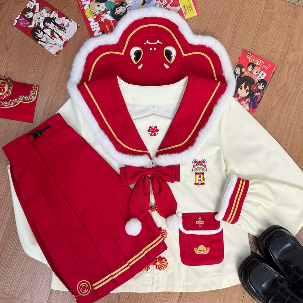 【灵蛇迎福】城南诗中意红色新年款jk制服幼稚园蛇年拜年服水手服