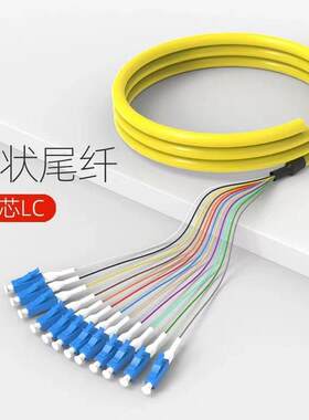 12芯束状尾纤LC 法兰盘分纤箱ODF配线架LC单模光纤跳线电信级