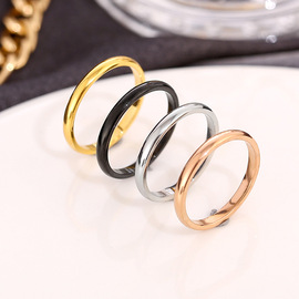 日韩外贸简约钛钢素圈光面戒指，女情侣戒指对戒细不锈钢指环潮饰品