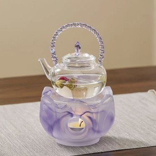 手工琉璃家用温茶炉琉璃蜡烛加热保温底座炫彩香插茶桌精致小摆件
