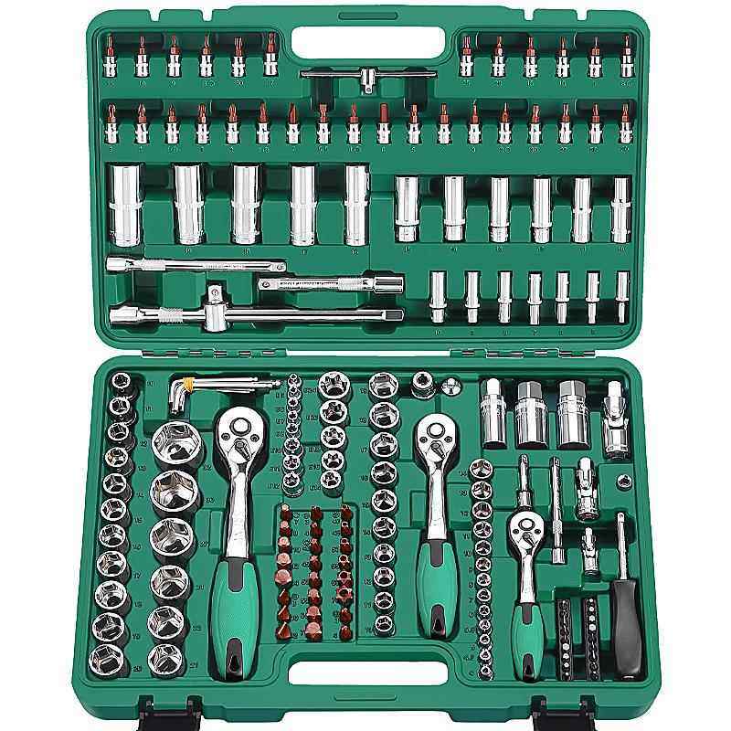 汽车工具套筒扳手套装万用修车121件150件快速棘轮扳手工具箱套装