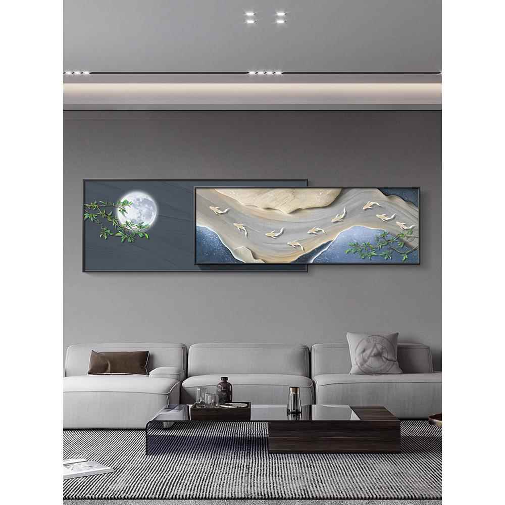 网红现代无碍豪华障客装、高档靠背山水画、沙发背景壁画厅画、饰