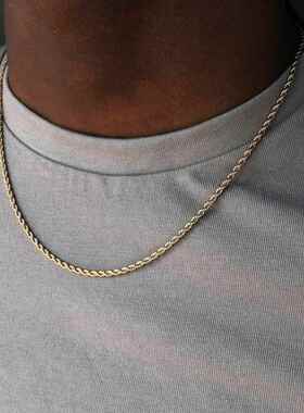 less Steel Figaro Cuban Chain Necklace For Men Women Jewelry
