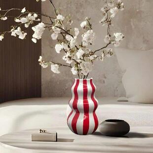 Ceramic Decorative Flower Striped Room Vase Living