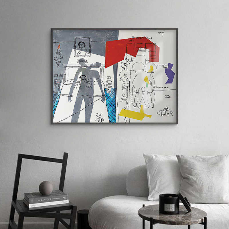 艺术家抽象卡通newmasus画玄关趣味艺术挂画餐厅卧室客厅装饰油画