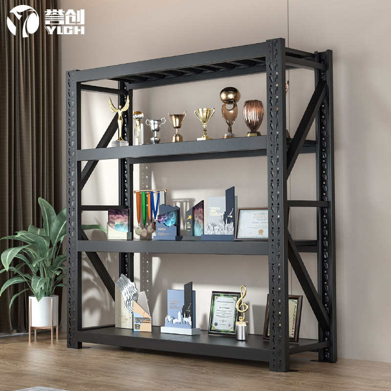 黑黄货架仓库用仓储置物架四层展示架重型加厚铁架子家用库房批发