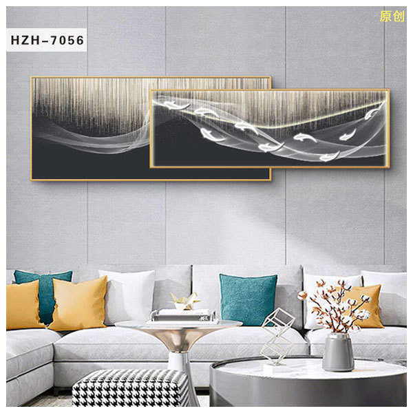 大气沙发背景墙装饰画现代简约轻奢卧室床头挂画抽象客厅晶瓷壁画图片
