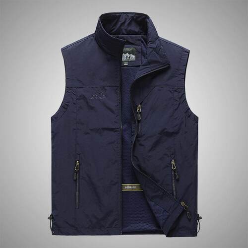 Men's Stand Collar Embroidered Vest for Spring/Autumn Outdoo