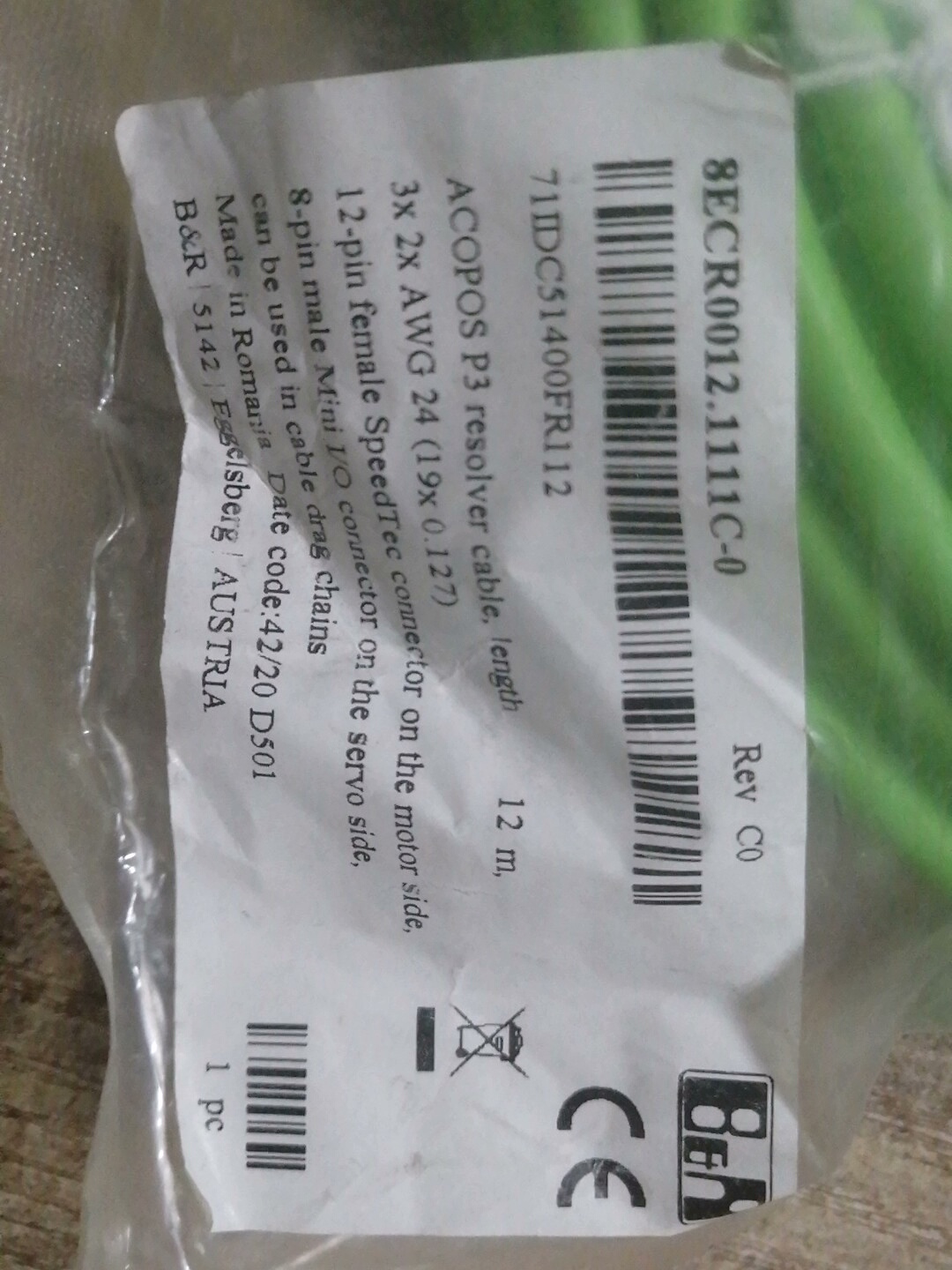 贝加莱全新原装编码器线缆，工程剩余！8ECR0012.111