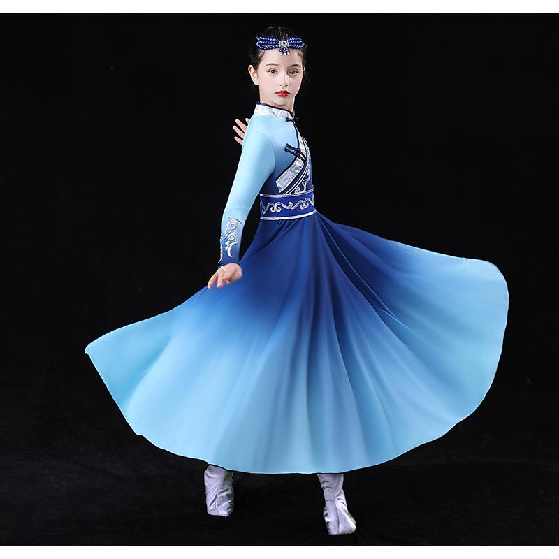 高档儿童蒙古舞蹈表演服女童子舞少儿筷演出舞服少三月三数民族台