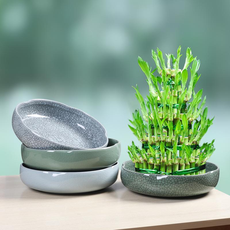 特大大号荷花一叶莲水培铜钱草花盆陶瓷哥窑无孔水养睡莲碗莲盆缸