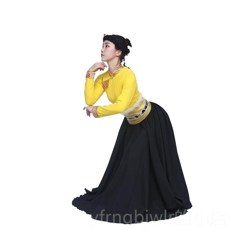 新款藏族半身藏式民族风裙场服装女练功大裙摆裙臧族舞蹈演出广练