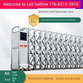门口自动智能收缩推拉电动大门不锈钢伸缩门无轨学校工地厂房小区