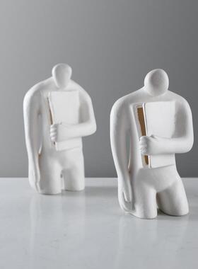 现代打开扉简约抽树象脂123人物摆件样心板间售楼处客厅房书创意