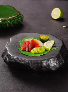 创式意石纹陶瓷子盘日板前料OKO理刺盘寿司盘会所餐厅烤肉意境菜