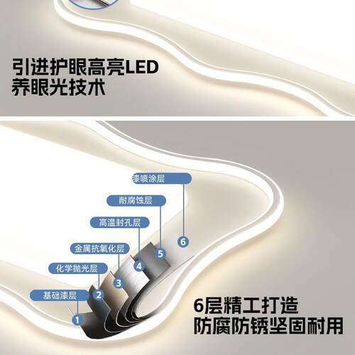 客厅主灯2024新款现代简约波浪吸顶灯奶油风护眼灯具全屋套餐组合