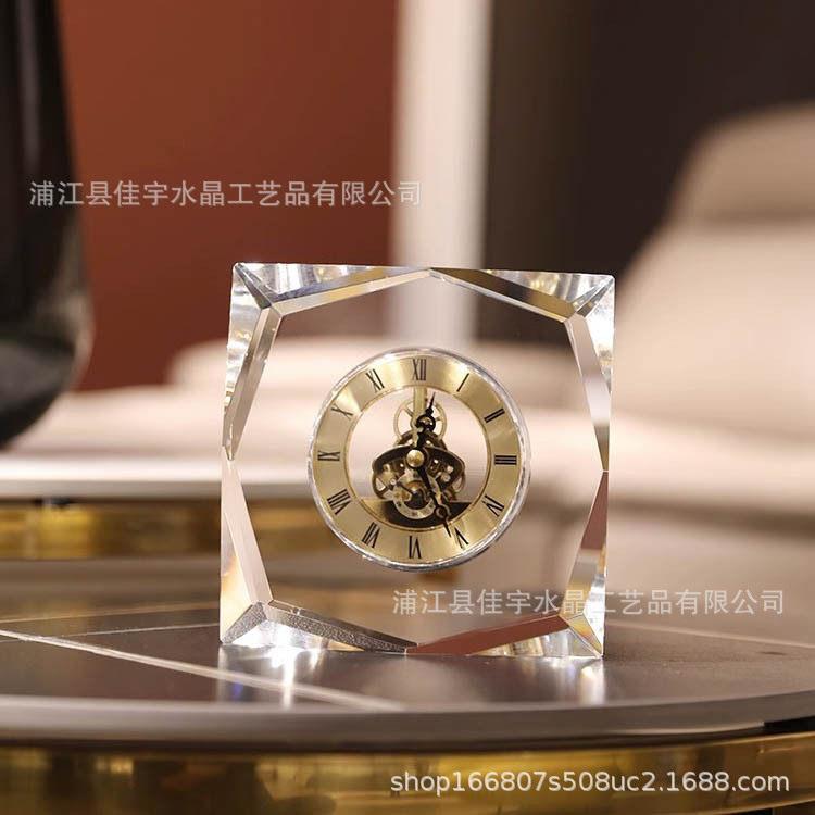 厂家水晶摆件创意公室复古欧式时尚水晶钟表居家工艺装饰品
