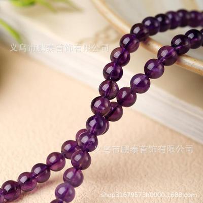 20265A级天然紫水晶散珠长条饰品配件圆珠厂家长串级别紫水晶串珠