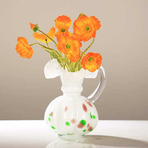 彩色餐桌客厅简约摆件奢可手工器现代水培花瓶提篮花轻装饰品琉璃