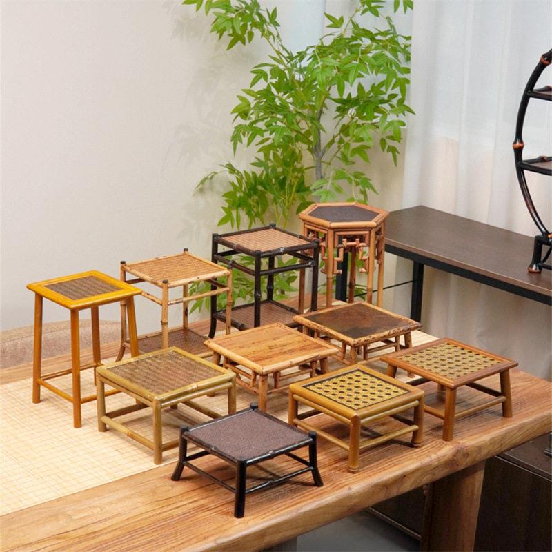 梅鹿竹制品兰花架 壶架 茶具配件 底座 竹工艺架子 博古架 竹制品
