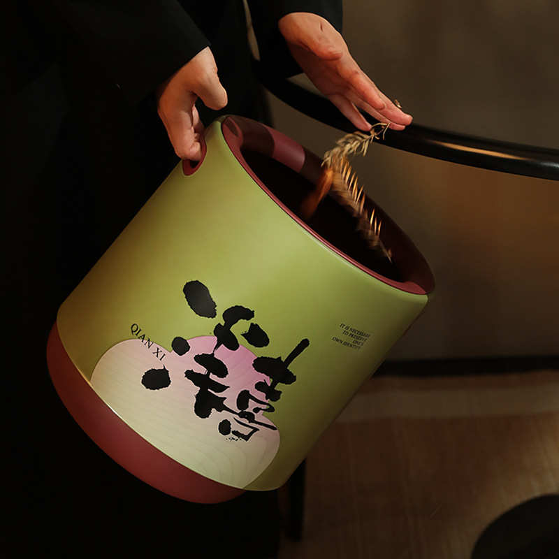 中古风垃圾桶创意新中式带提手双层大容量垃圾篓家用高颜值纸篓