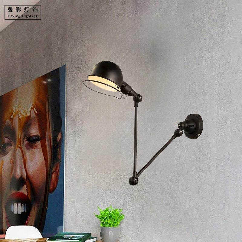 简约后现代轻奢个性双节摇臂铁艺壁灯床头书房过道走廊可折叠灯具
