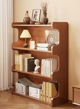 书架置物架落地书柜简易客厅储物柜一体靠墙多层家用收纳展示柜子