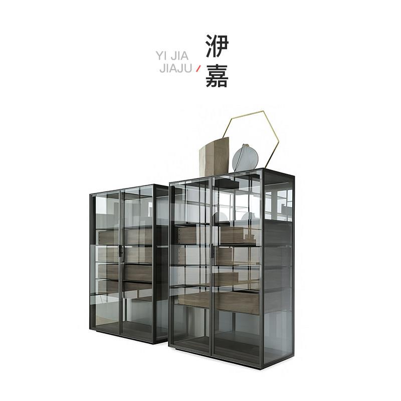配套铝合金边框玻璃储物展示餐边酒柜意式现代轻奢极简靠墙装饰
