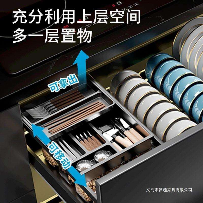 拉篮厨房橱柜不锈钢双层抽屉式碗架碗盘收纳调味内置橱柜碗篮