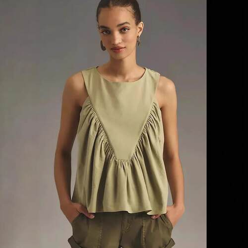 Womens Casual Sleeveless Peplum Top Swing Tank Loose Fit