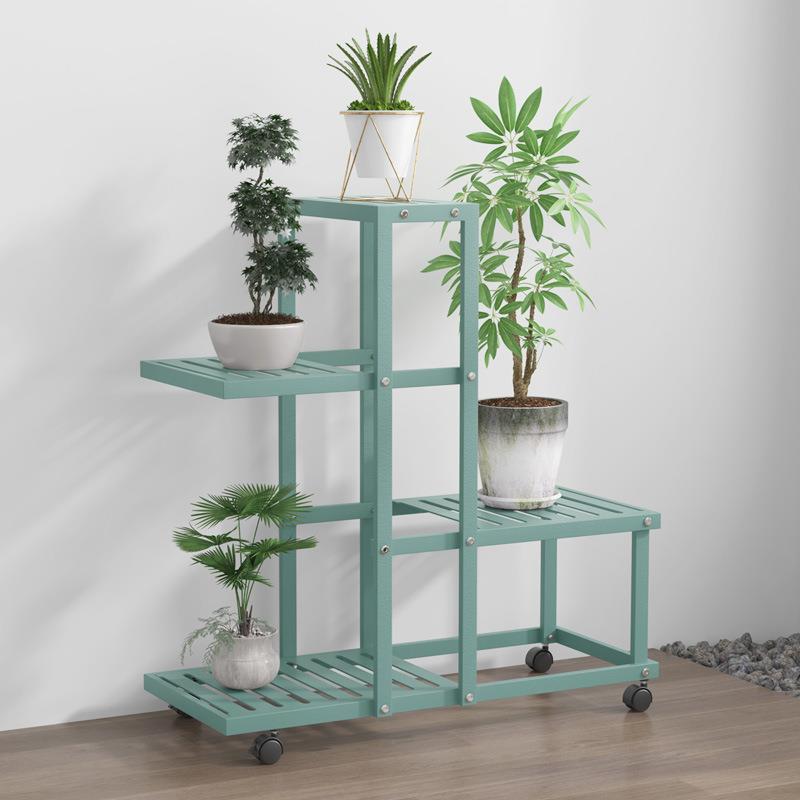 代台萝铁艺落地多RCR层花架客厅现简约绿花盆架置物架一体收阳纳