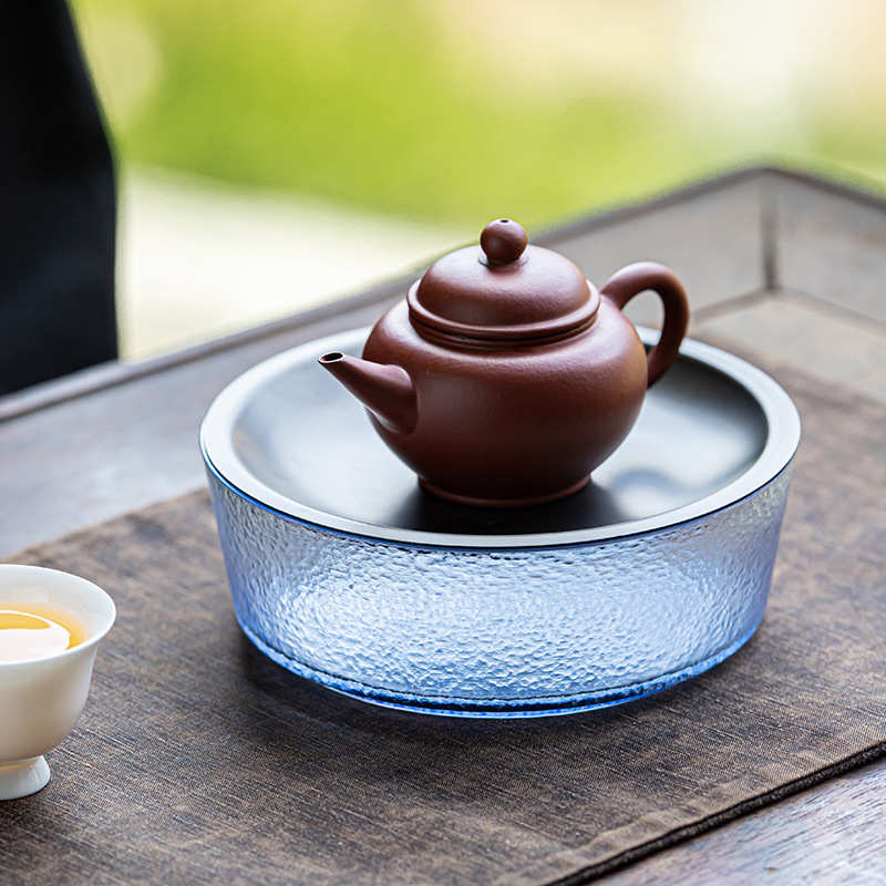 玻璃壶承加厚茶洗建水圆形储水干泡盘耐热养托茶盘壶盘壶茶具配件