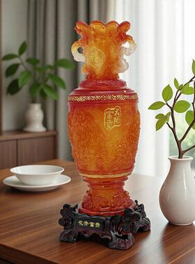 源头工厂仿古树脂新中式摆设花开富贵花瓶摆件工艺品家居饰品
