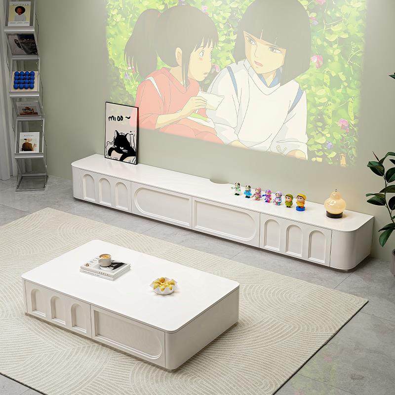 法式电视柜茶几组合全实木白色烤漆客厅家用整装靠墙落地柜奶油风,住宅家具,电视柜,淘宝优惠券,粉丝福利购,淘宝优惠卷