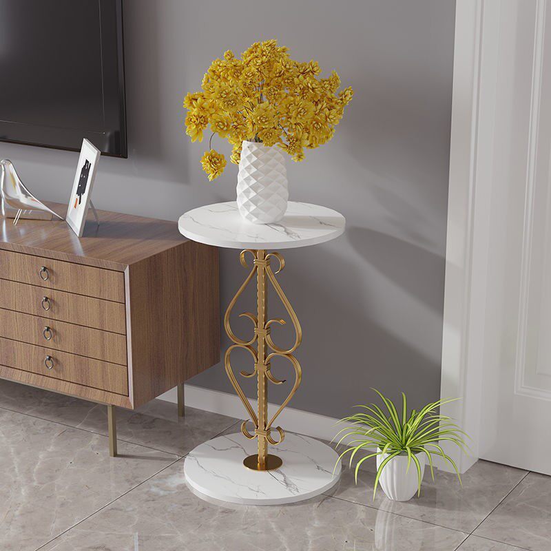 轻奢铁艺花台室内装饰花几圆形小茶桌室内绿萝花架圆角几沙发边几