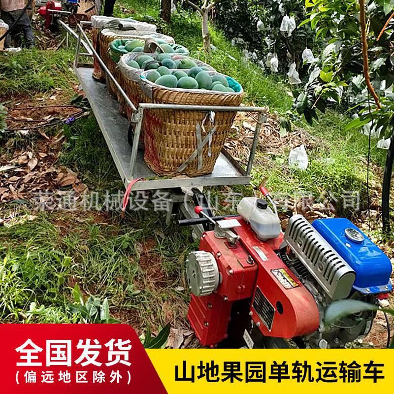 农用单轨运输车山地果园茶园爬坡小火车汽油大马力轨道运输机