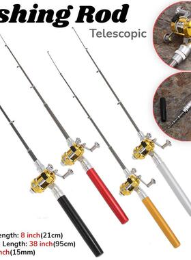 Outdoor Fishing Rods with Reel Wheel Mini Pocket Fishing Pol