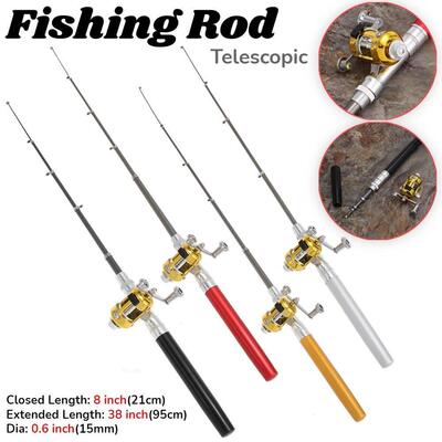 Outdoor Fishing Rods with Reel Wheel Mini Pocket Fishing Pol