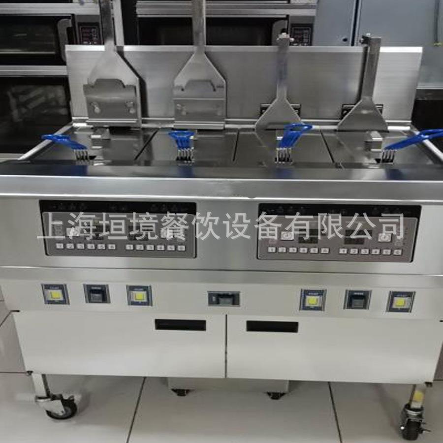 商用大容量全自动升降油炸锅 四槽四篮台湾鸡排电开口油炸炉机器