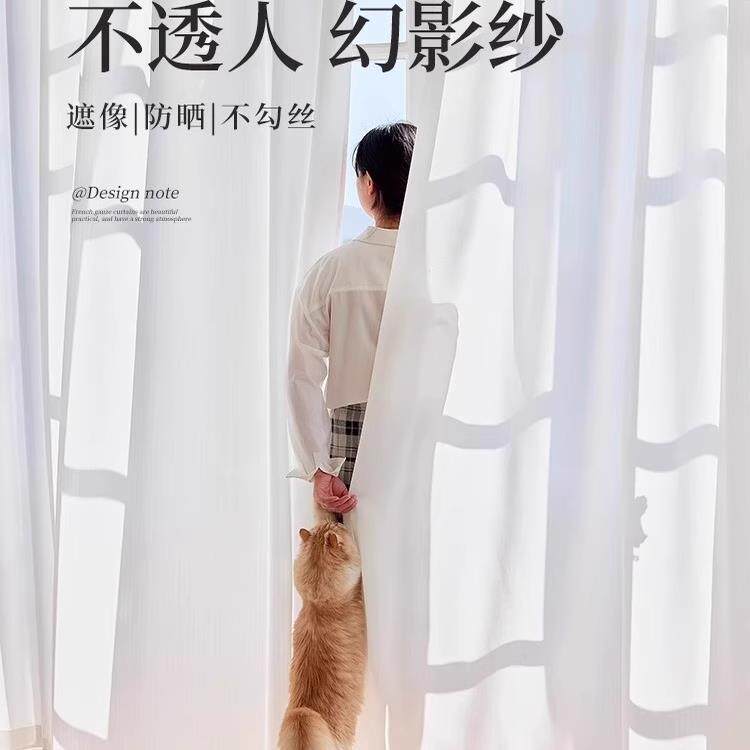 幻影纱窗帘纱帘透光不透人遮阳防晒客厅飘窗遮光2025新款窗纱白纱