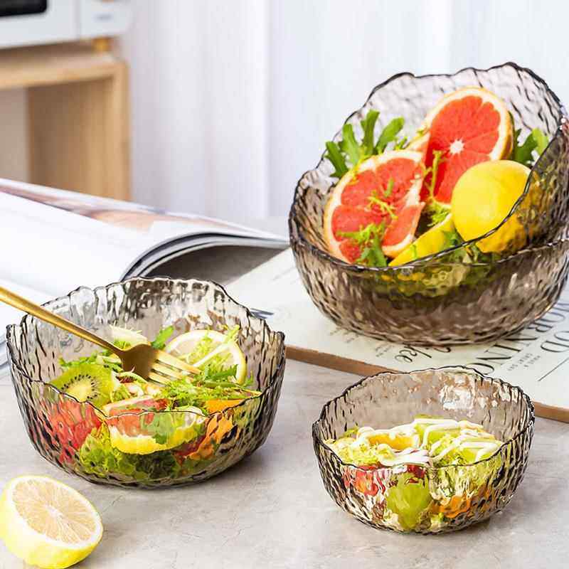 日式锤纹玻璃碗水果盘蔬菜沙拉碗盘网红北欧风不规则创意甜品碗,餐饮具,碗,淘宝优惠券,粉丝福利购,淘宝优惠卷
