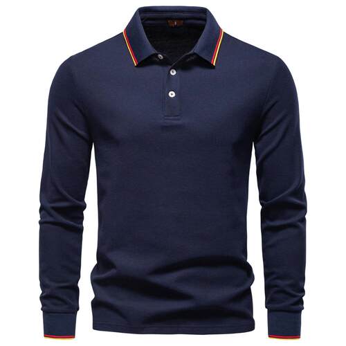 Men's 5-Pack Long-Sleeve Polo Shirt with Stylish Trimmed