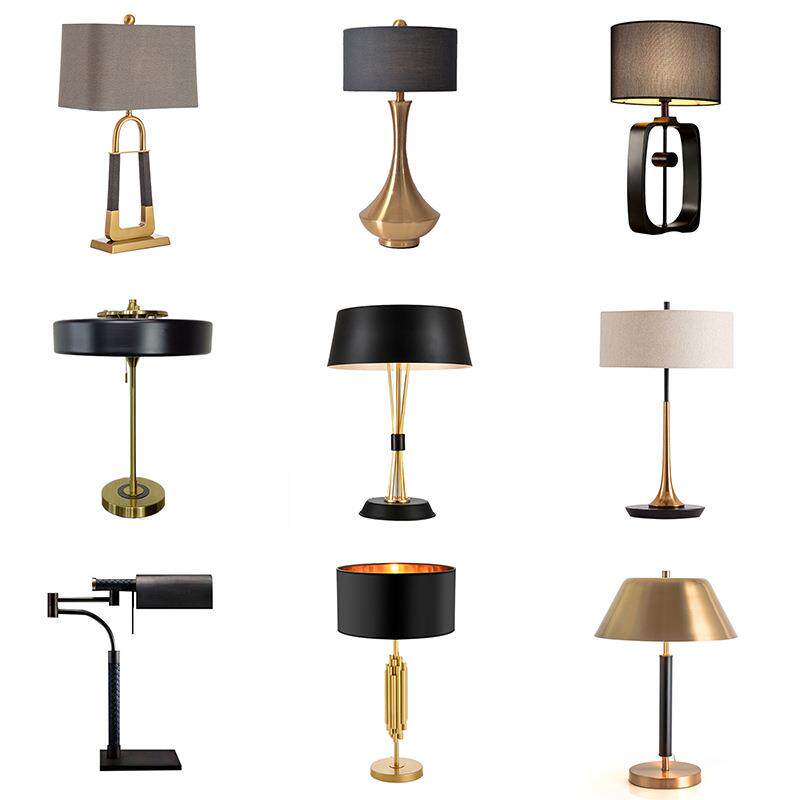 美式台灯现代简约卧室床头柜灯客厅沙发金属台灯玄关枝形家用台灯