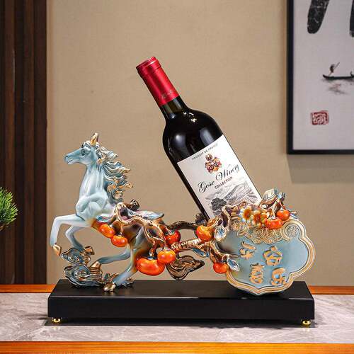 马到成功葡萄红酒架高档摆件玄关客厅酒柜装饰品乔迁新居布置礼品