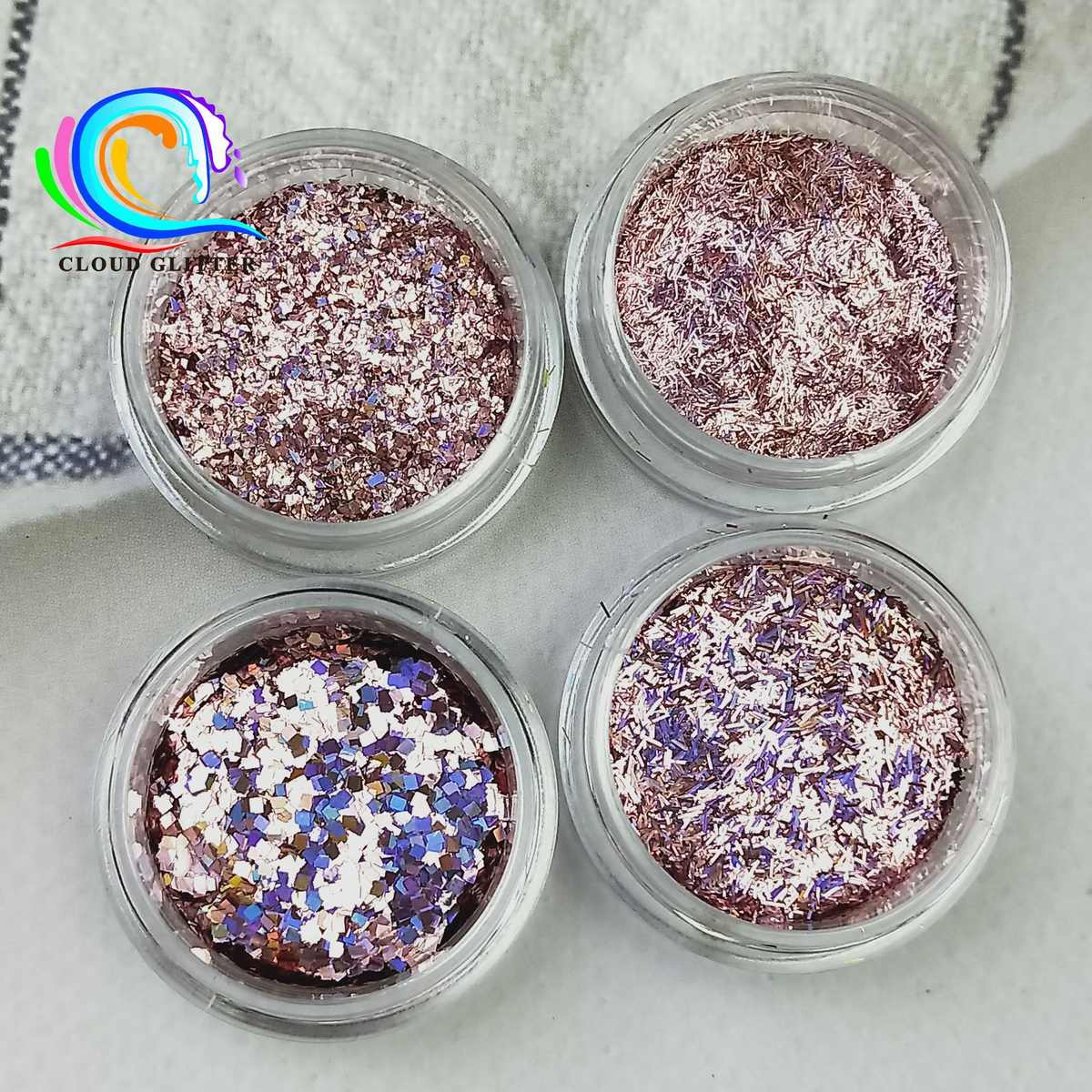 耐溶剂镭射12色超薄超亮PET金葱粉碎片异形闪光亮片美甲化妆滴胶