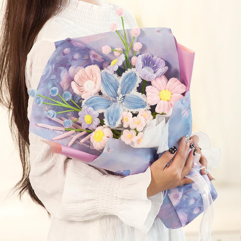 成品百合花精美感扭扭棒花束桌面摆饰手工编织创意送闺蜜礼物