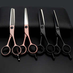 对称柄剪刀 A型剪刀 黑色烤漆看 烤漆玫瑰金色 440C美发剪 A字剪