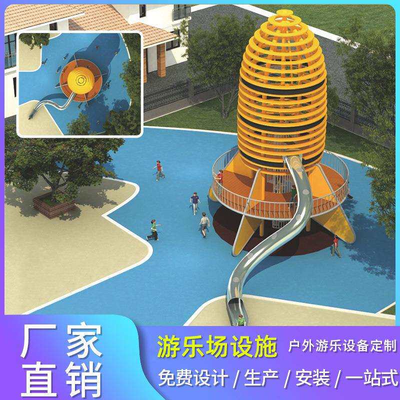 云南户外小区大型儿童不锈钢滑滑梯组合景区公园室外非标游乐设施
