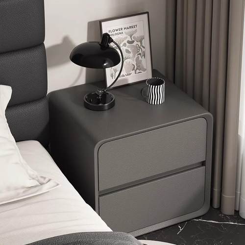 黑色实木床头柜小型家用卧室床边置物架简约现代简易储物收纳柜子